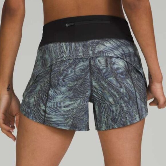 Lululemon Speed Up Mid-Rise Short 4" Dimensional Icing Blue Multi / Black - Picture 6 of 6